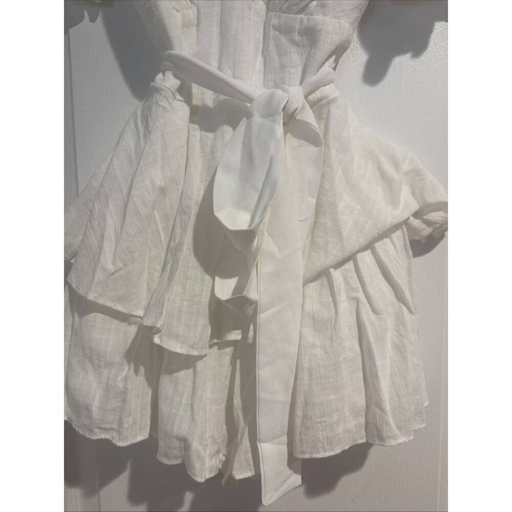 City Vibe White Ivory Romper Dress With Ruffles Size 3 Cottagecore Indie Boho - Picture 3 of 14